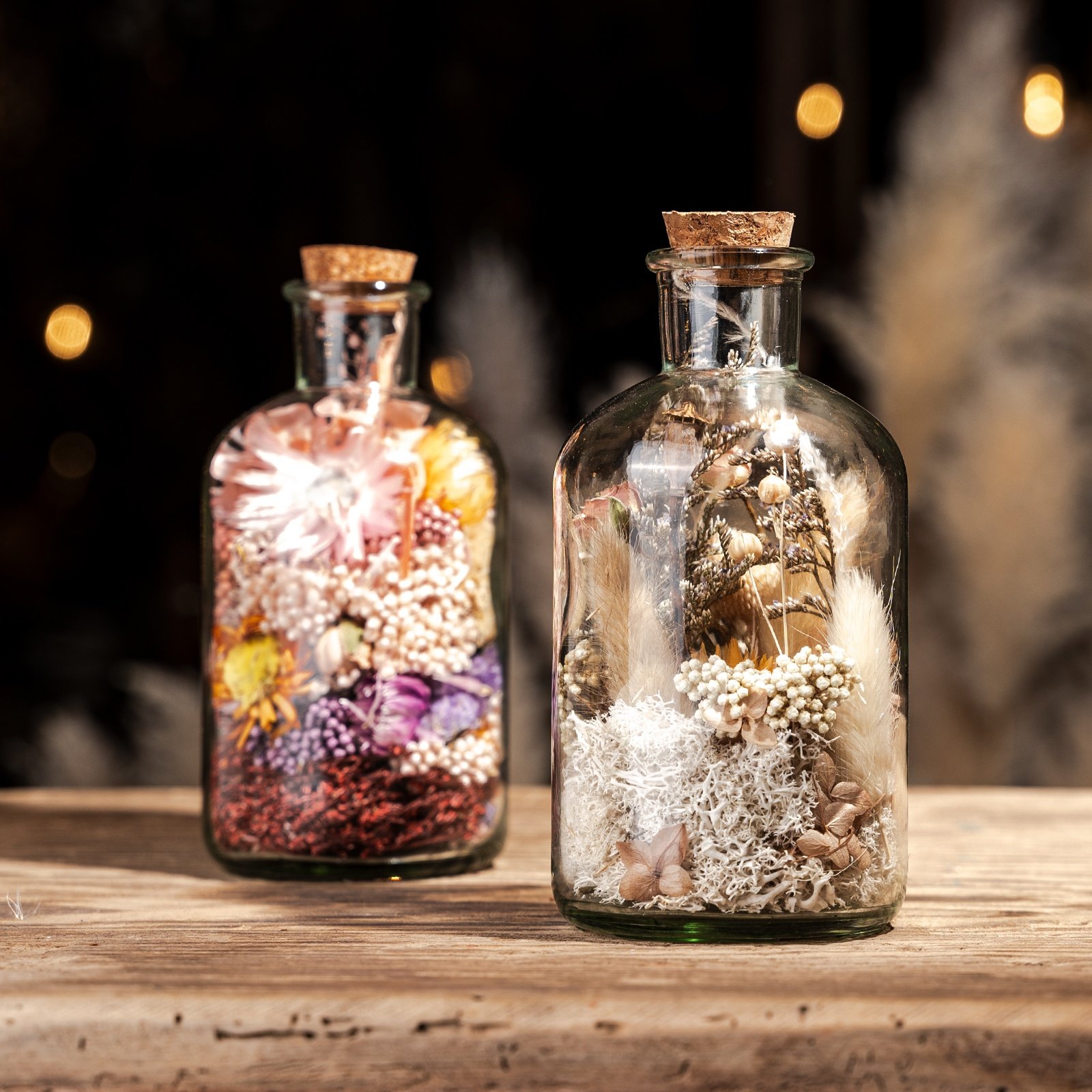 New Product Ideas 2024 Wedding Home Decoration Rustic Bouquet Moss Rose Preservation Bottle Dried Flowers in Jar