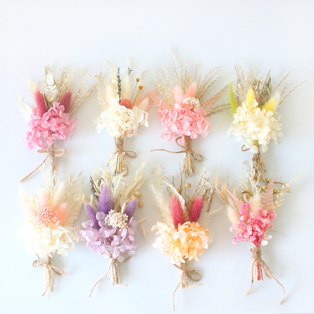 Wholesale Natural Real Touch Dried Flowers Pampas Palm Preserved Flowers Small Mini Flower Bouquet For House Wedding Decoration