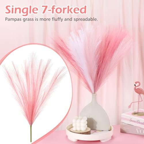 9 PCS Pampas Grass White Decoration Imitation Dry Fluffy Small Pale Pampas Grass Pampas Grass Short Stem Bouquet Vase