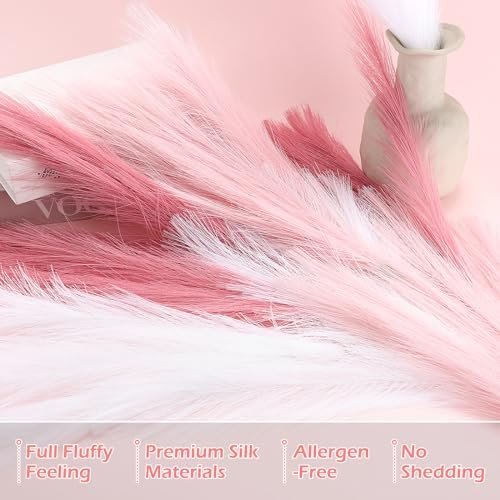 9 PCS Pampas Grass White Decoration Imitation Dry Fluffy Small Pale Pampas Grass Pampas Grass Short Stem Bouquet Vase