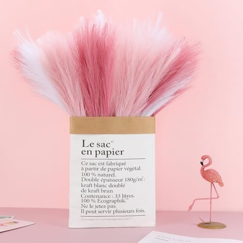 9 PCS Pampas Grass White Decoration Imitation Dry Fluffy Small Pale Pampas Grass Pampas Grass Short Stem Bouquet Vase