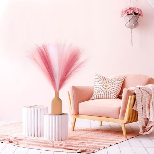 9 PCS Pampas Grass White Decoration Imitation Dry Fluffy Small Pale Pampas Grass Pampas Grass Short Stem Bouquet Vase