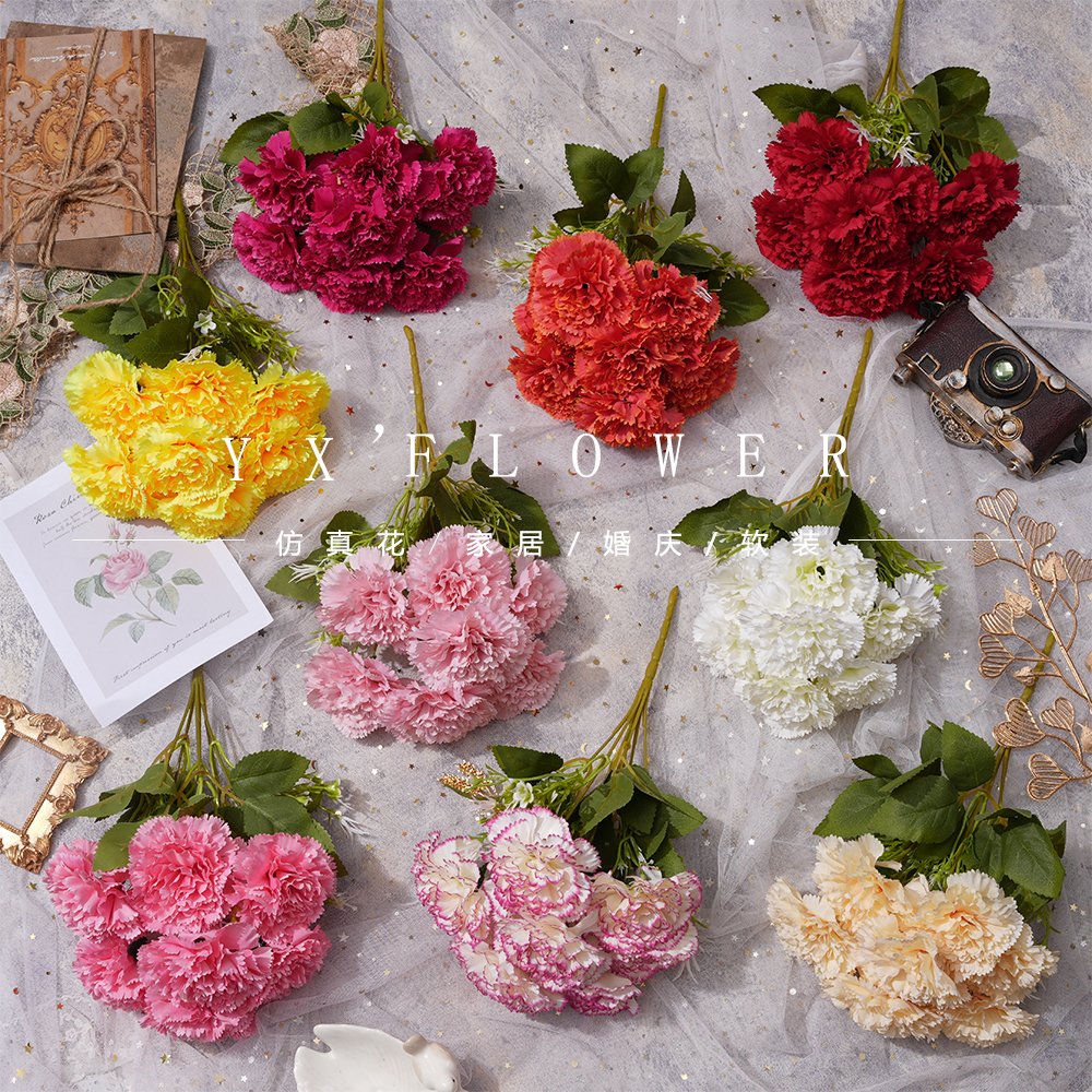 7 Carnations New European Style Bundle Hotel Home Decoration Window Meichen Indoor Soft Decoration Set Simulation Flowers