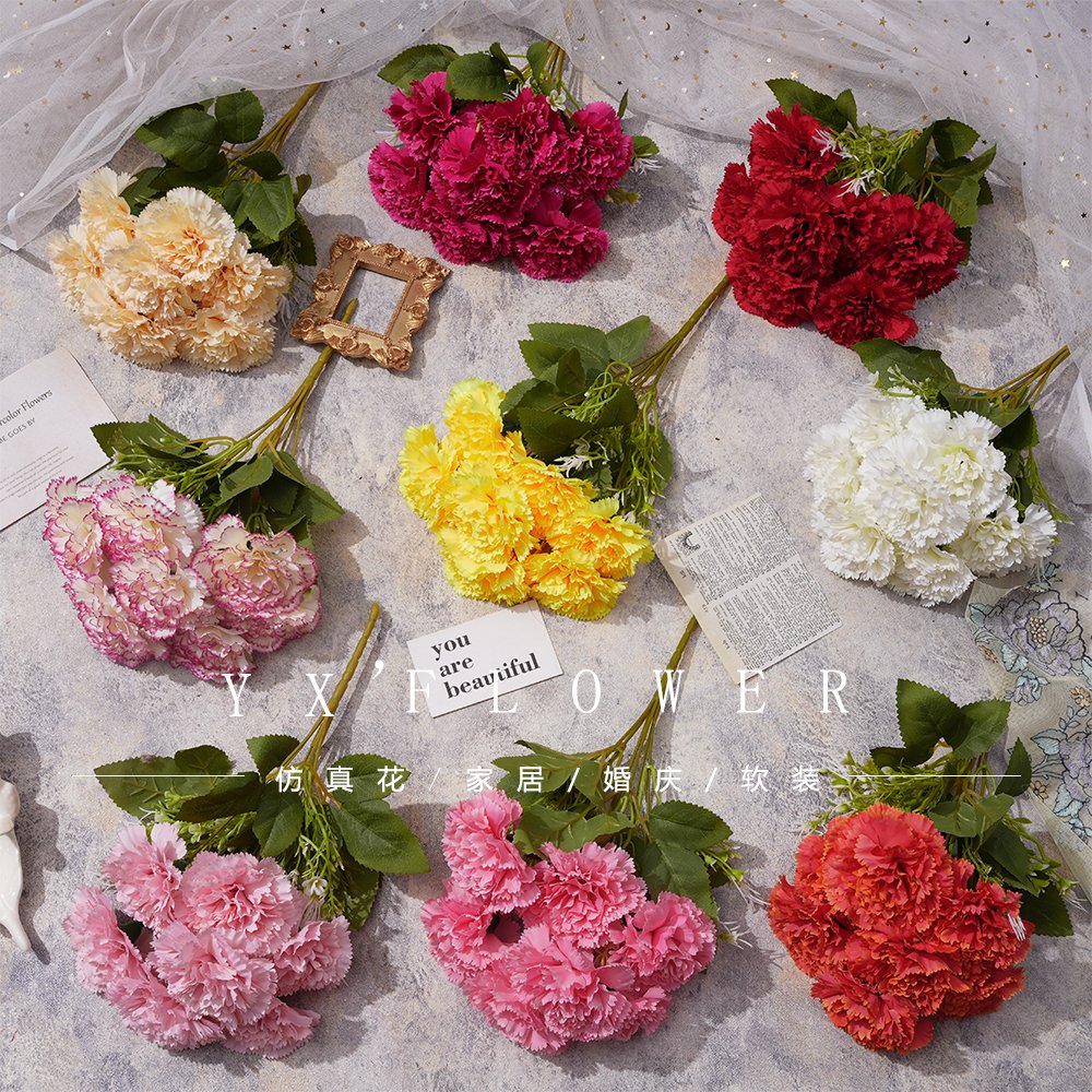 7 Carnations New European Style Bundle Hotel Home Decoration Window Meichen Indoor Soft Decoration Set Simulation Flowers