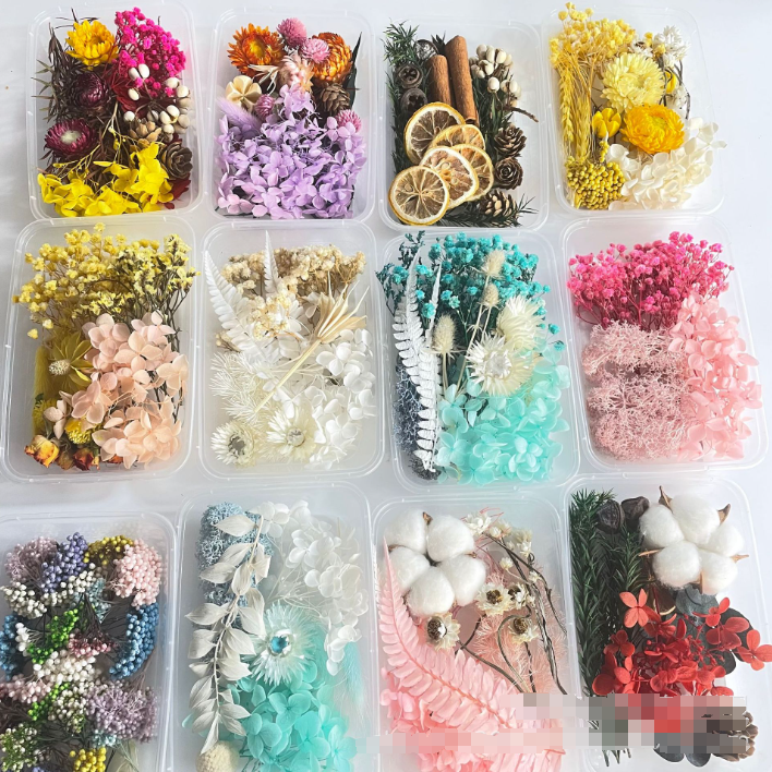 Wholesale O-0619 Dried flower DIY flower material handmade real flowers picture frame group fan material package