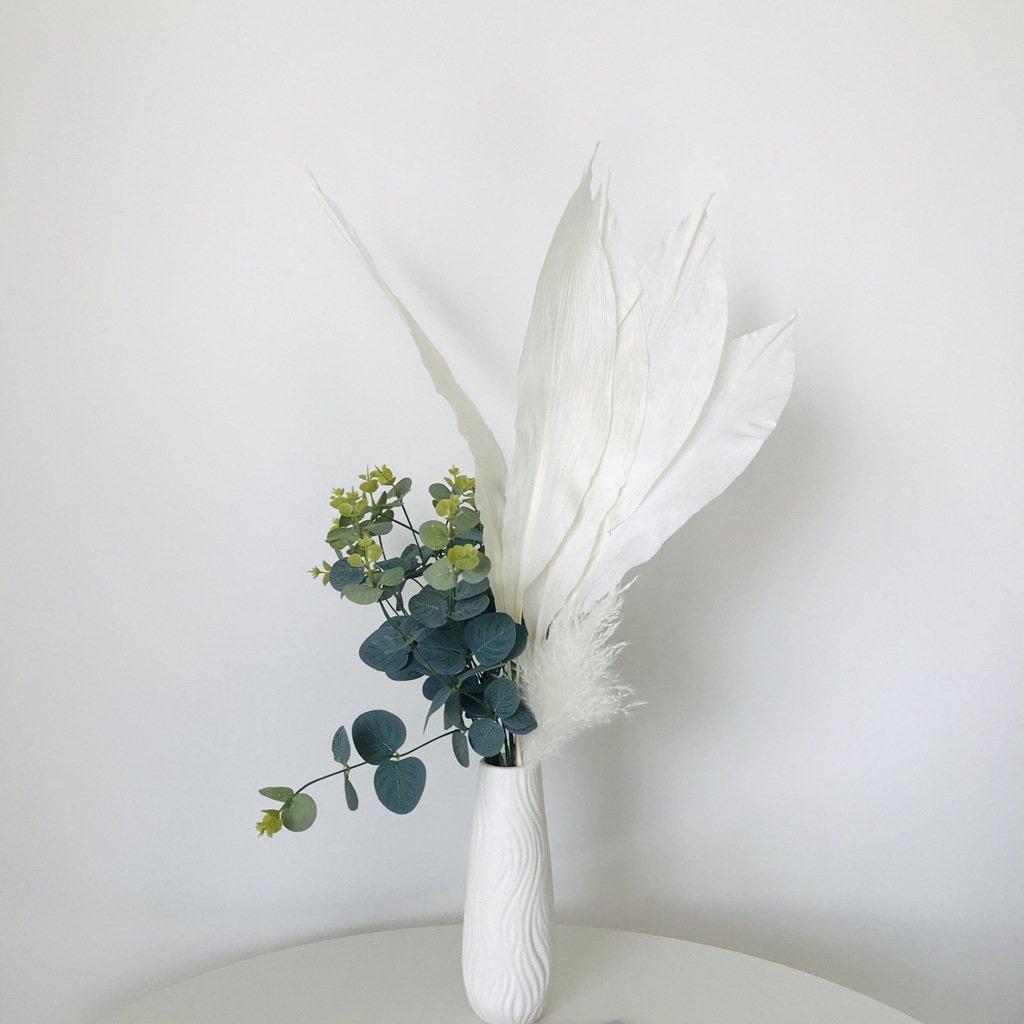 Natural preserved white Magnolia leaves flower, big wide leaf, home decoration, floral arrangement