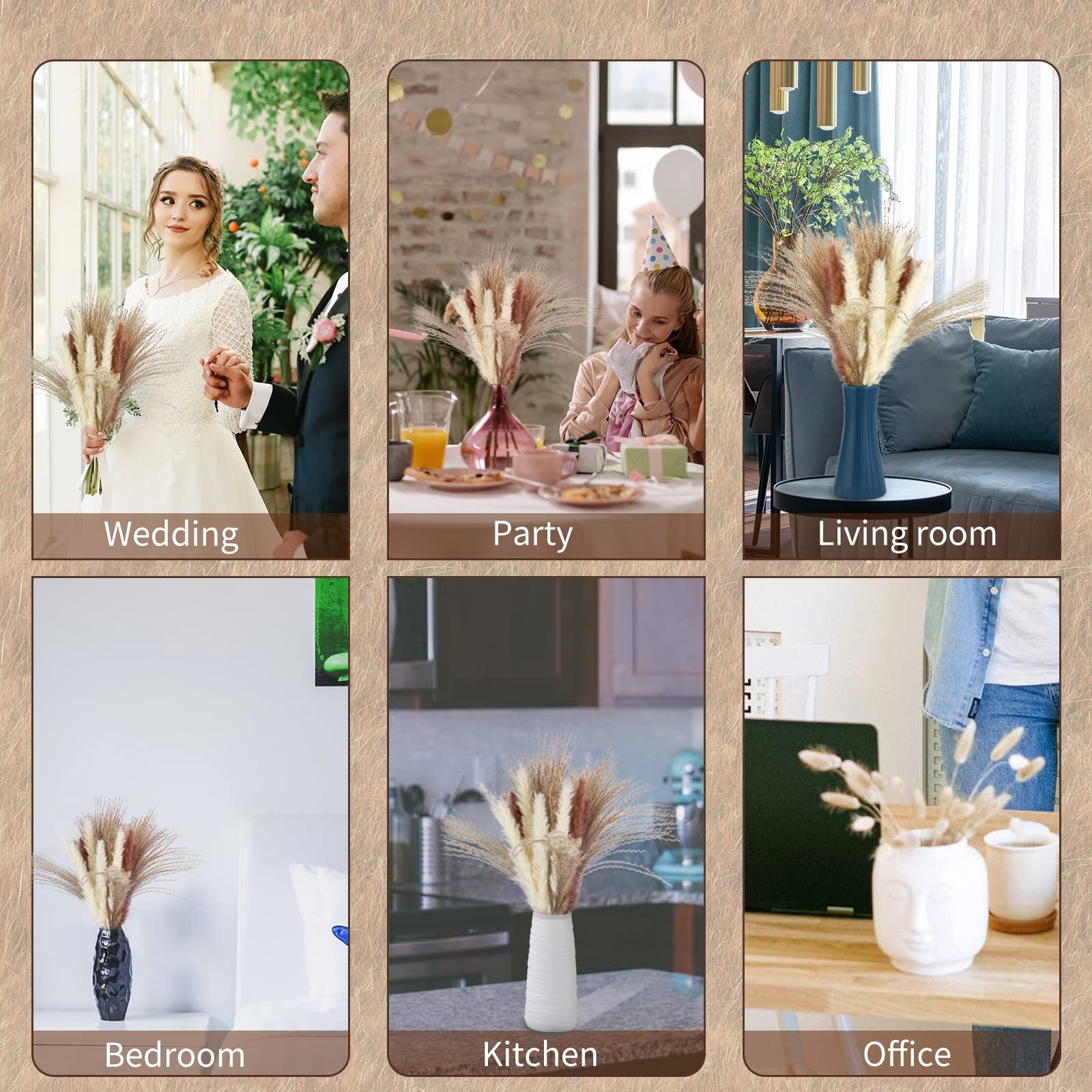 Custom Packaging Pink White Beige Dry Pampas Grass Large Fluffy Natural Wedding Decor Preserved Dried Flower Pampas Grass