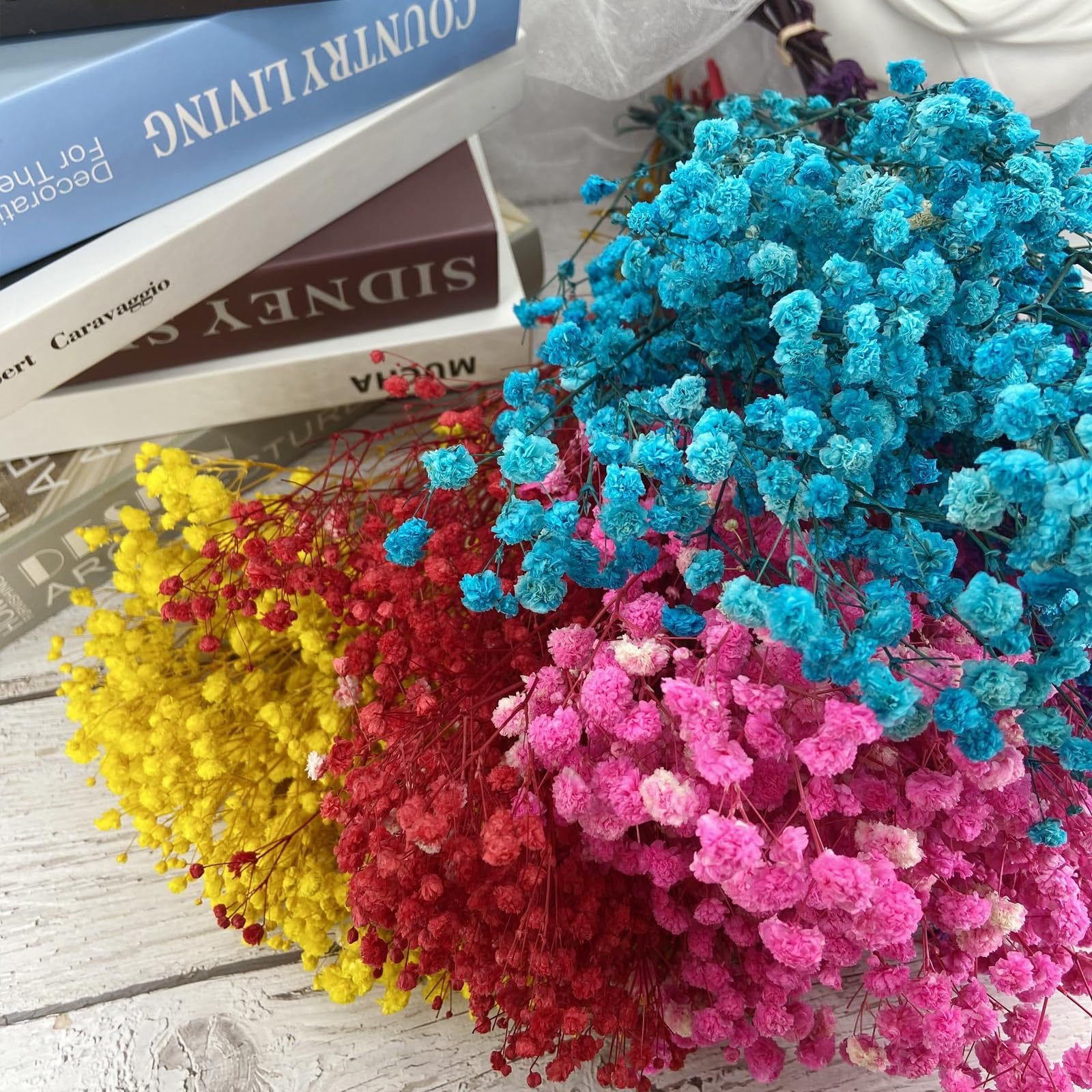 Mini 15cm Preserved Flowers Plants Babys Breath Gypsophila Dried Flowers Material for Bouquet Wedding Florist Party Event Decor