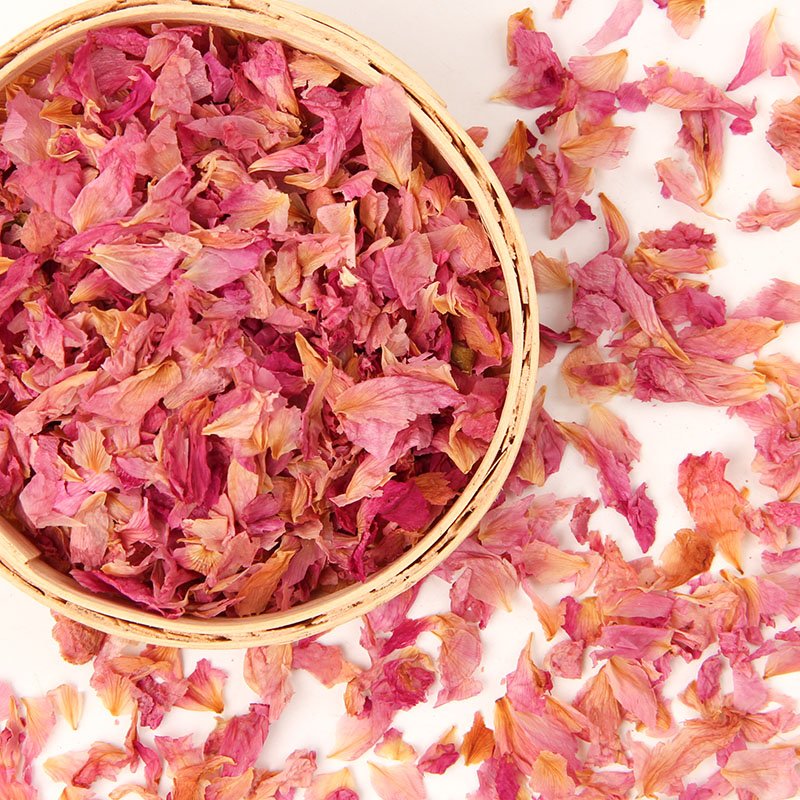 Organic Clean Small Dried Flower Dry Organic Dry Petals Pure Light Pink Dried Rose Petals for Wedding Confetti/Tea/Candle/Cake
