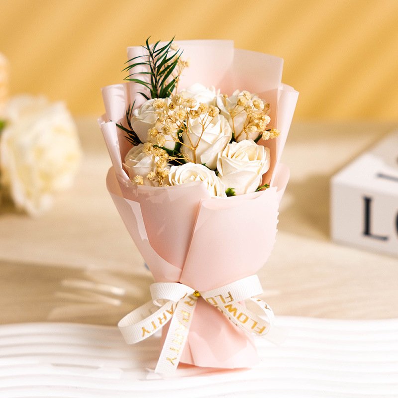Mini Flower bouquet Valentine's Day Ice Blue Rose Soap flower bouquet Full of Star dried flowers for girlfriend wife gift