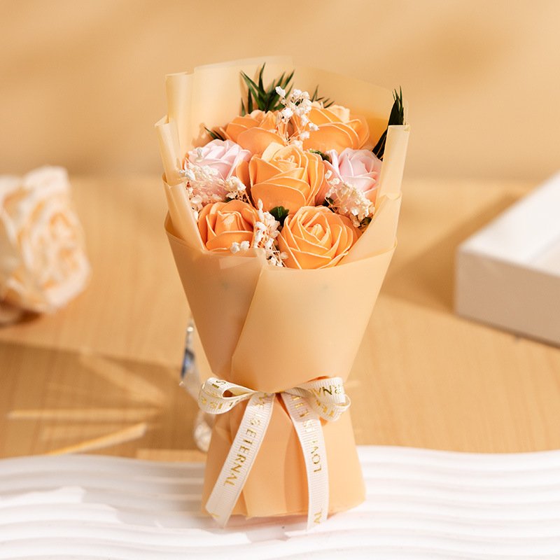 Mini Flower bouquet Valentine's Day Ice Blue Rose Soap flower bouquet Full of Star dried flowers for girlfriend wife gift