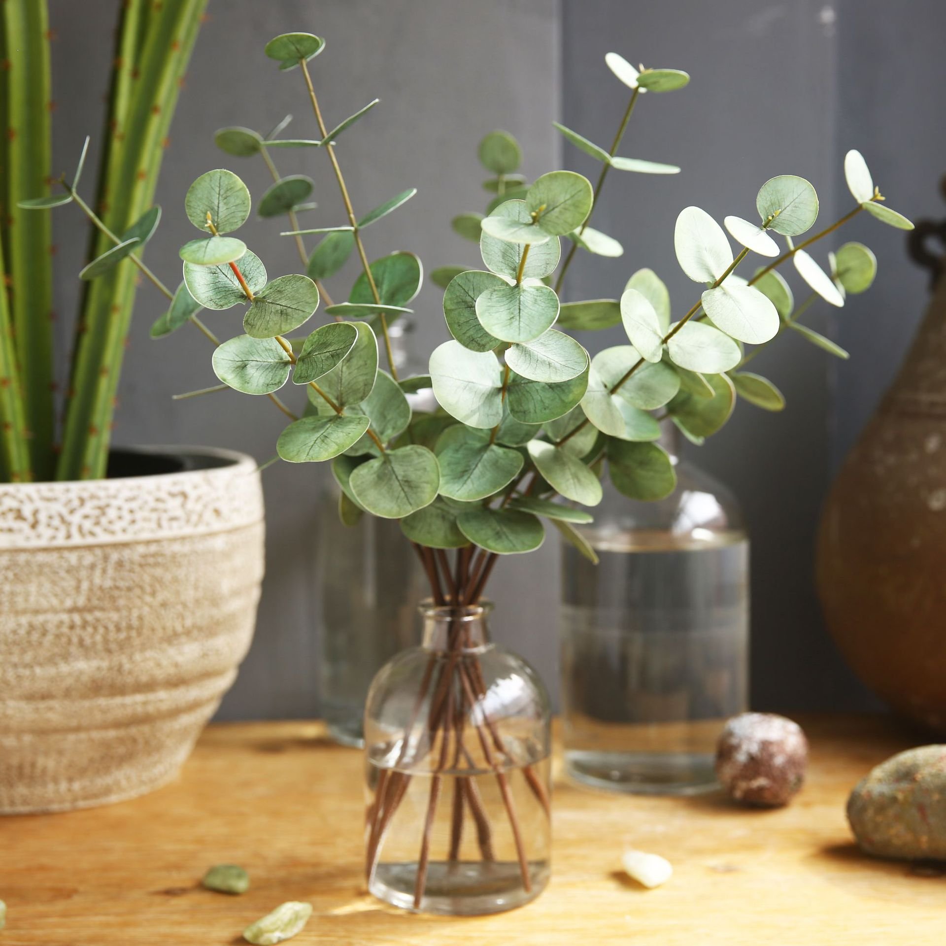Maylos decoration ins soft installation material single branch French feel simulation eucalyptus dried fake flowers