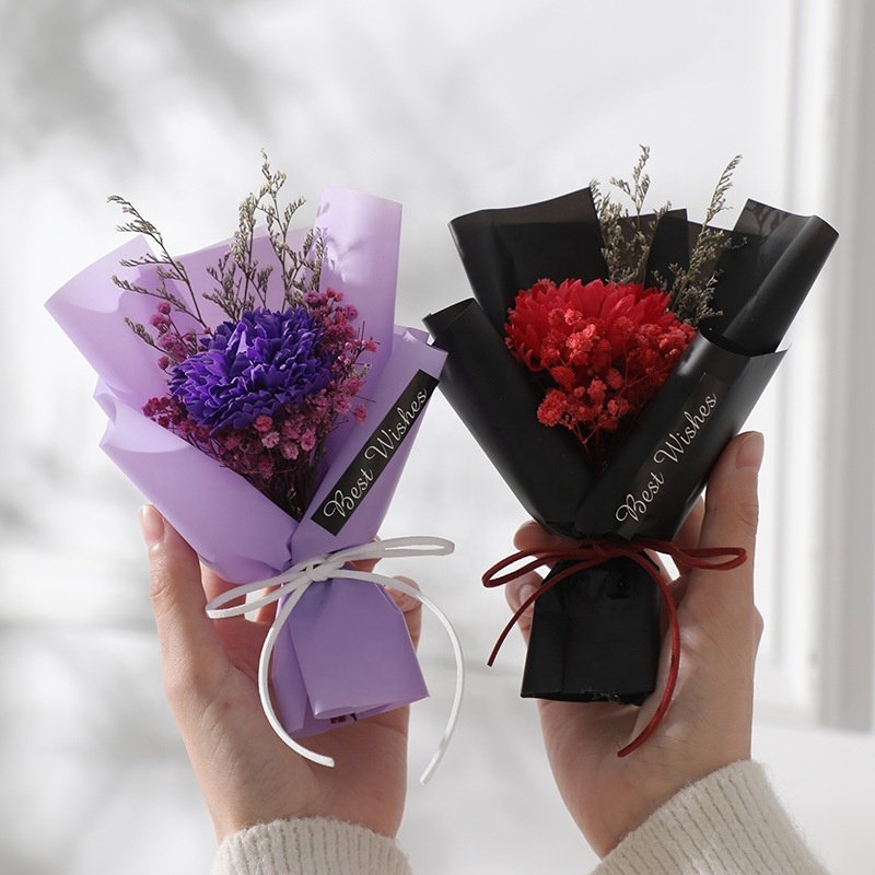 Wholesale Dried Flowers Artificial Soap Sunflower Mini Bouquet Wedding Valentines Mothers Day Gift Decoration ramos de flores