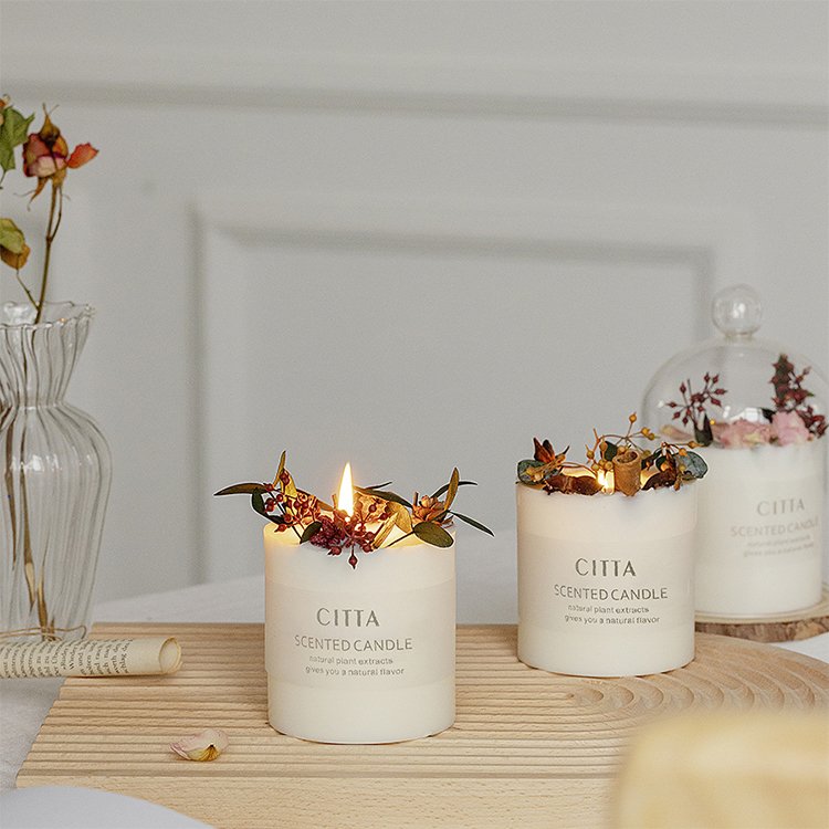 Natural Real Spirituality Aromatherapy Custom Luxury Vegan Dried Flowers Scented Candle Perfume Soy Wax Candle for Gift