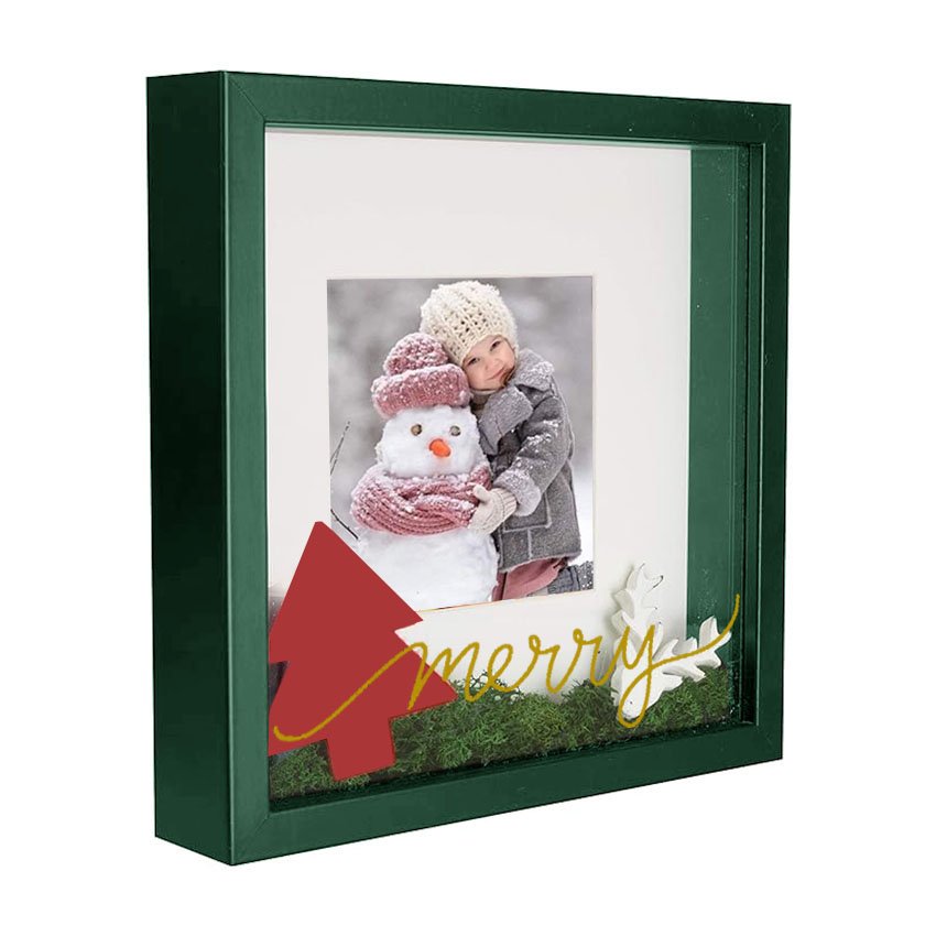 Customized Solid Wood 3d Christmas Children Shadow Box Frame Diy Dried Flowers Picture Frame For Home Decor