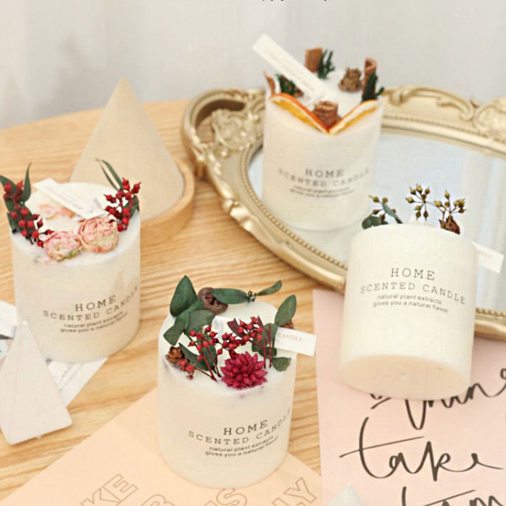 Hotsale Wedding Handmade Soy Wax scented candle with dried flower for home decoration
