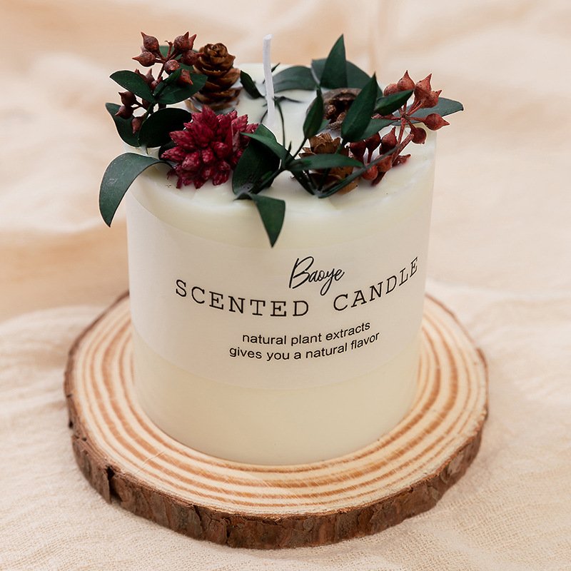 Hotsale Wedding Handmade Soy Wax scented candle with dried flower for home decoration
