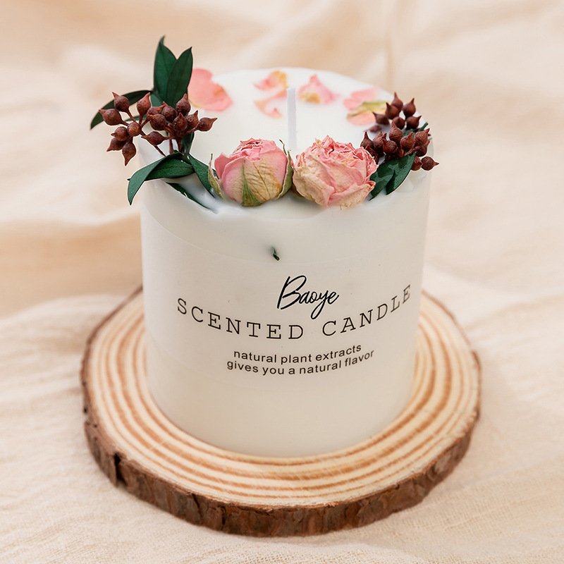 Hotsale Wedding Handmade Soy Wax scented candle with dried flower for home decoration