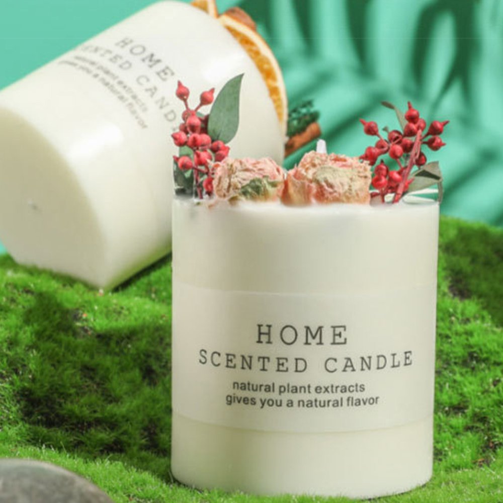 Hotsale Wedding Handmade Soy Wax scented candle with dried flower for home decoration