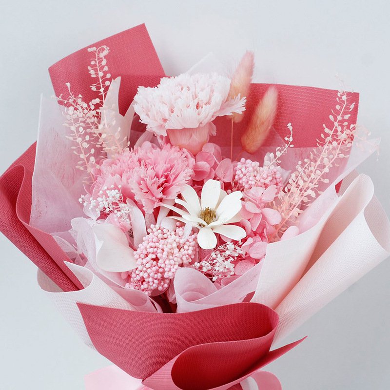 TC Amazon Hot Sell Eternal Flower Dried Flower Carnation Bouquet For Mother's Day Birthday Festive Gifts For Mum