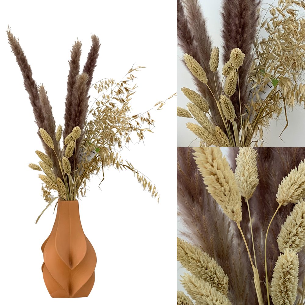 High Quality Faux Artificial Black Green Pampas Reed Grass Dried Flower Bouquet For Home Decoration