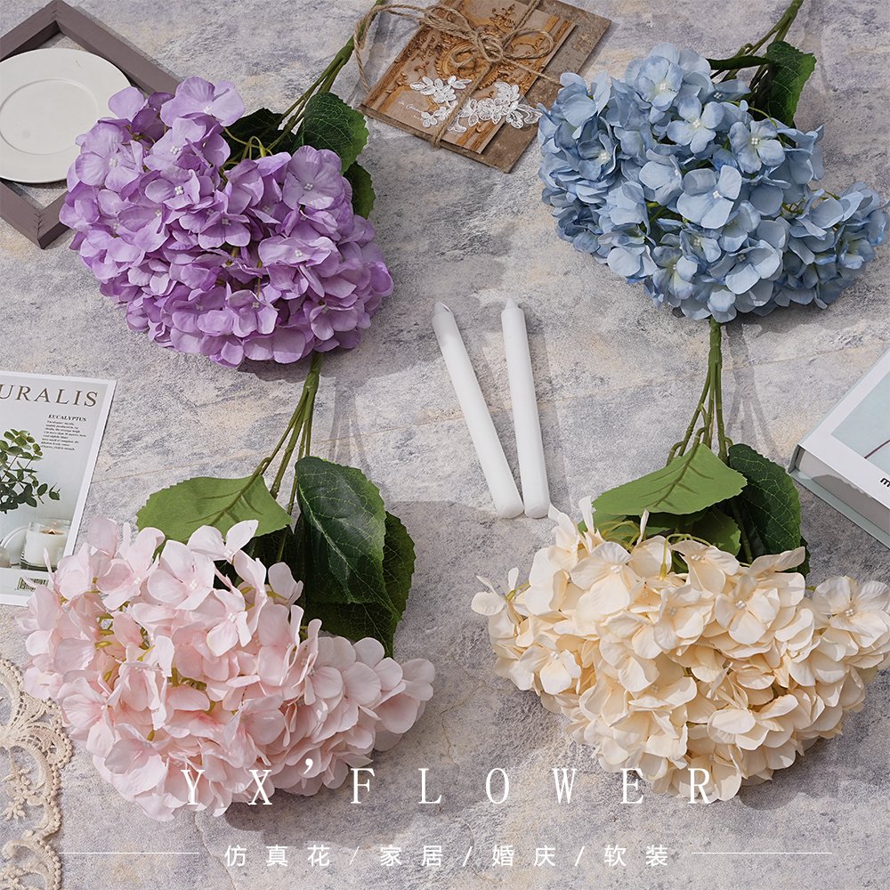 Wedding Auditorium Five-head Coated Hydrangea Simulation Flower Interior Decoration Decoration Wedding Supplies Photography