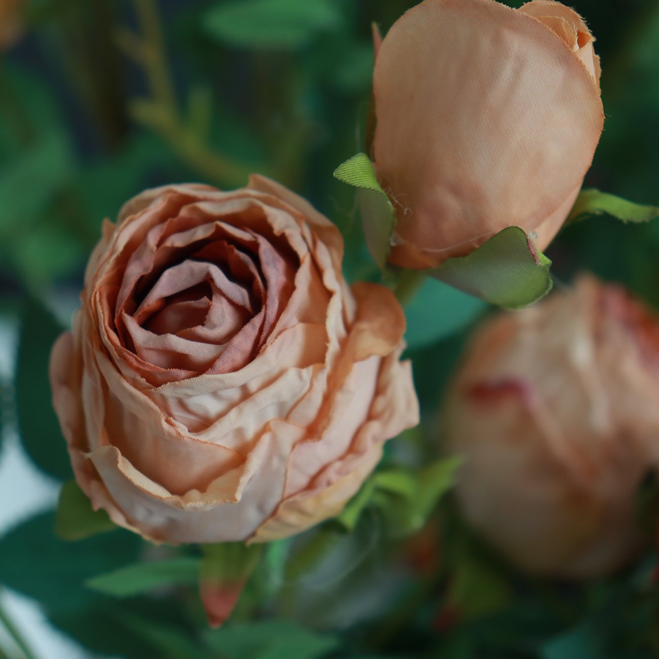 L412 Vintage Floral Decor Fall Colors Dried Look Roses 5 Heads Flowers Artificial Silk Rose Flower For Wedding Home Decorations