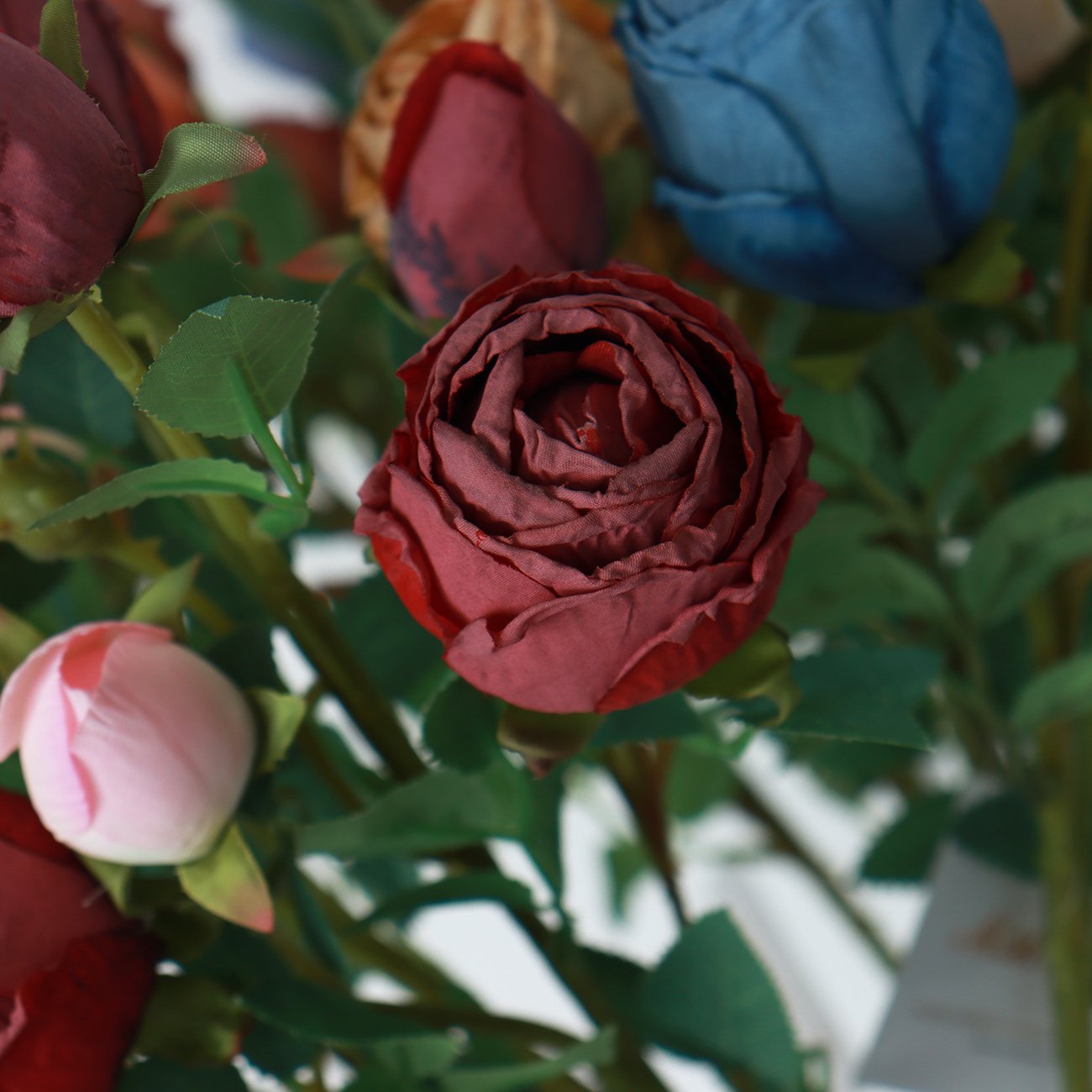 L412 Vintage Floral Decor Fall Colors Dried Look Roses 5 Heads Flowers Artificial Silk Rose Flower For Wedding Home Decorations
