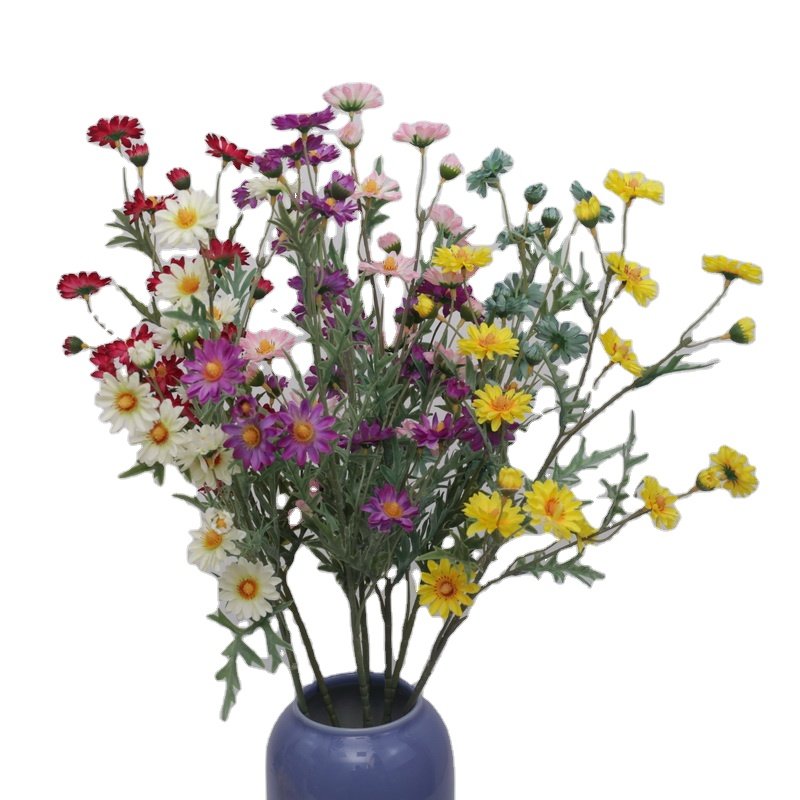Artificial flower dried flower factory wholesale bulk tabletop decoration artificial silk chrysanthemum artificial flower branch