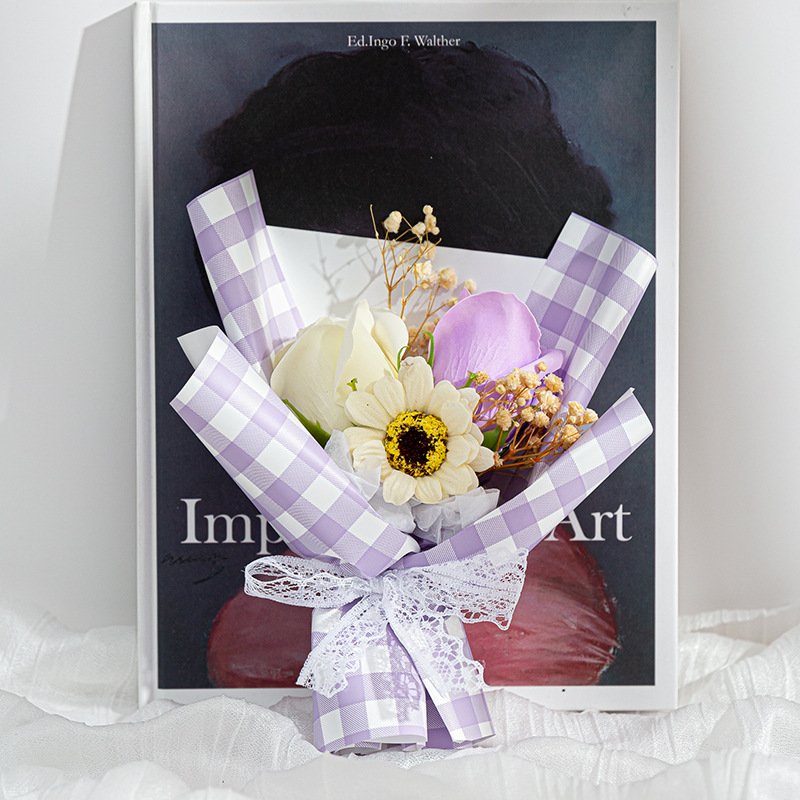 Women's Day Valentine's Day Gift Three Flowers Gift Box Handmade Diy Dried Flowers Bouquet Soap Flower