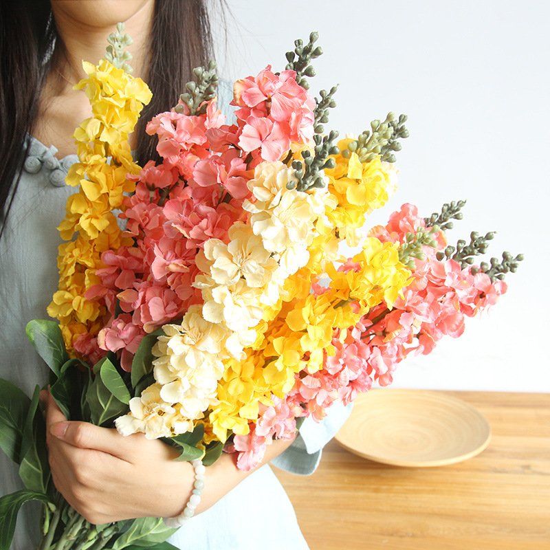 Wholesale dried delphinium flowers wall hanging decoration wedding supplies artificial plastic flower for home decor