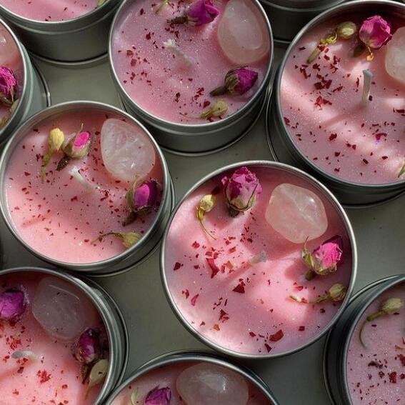 Decorative Custom Aroma Crystal Luxury Woodwick Scented Tin Candles with Dried Flower