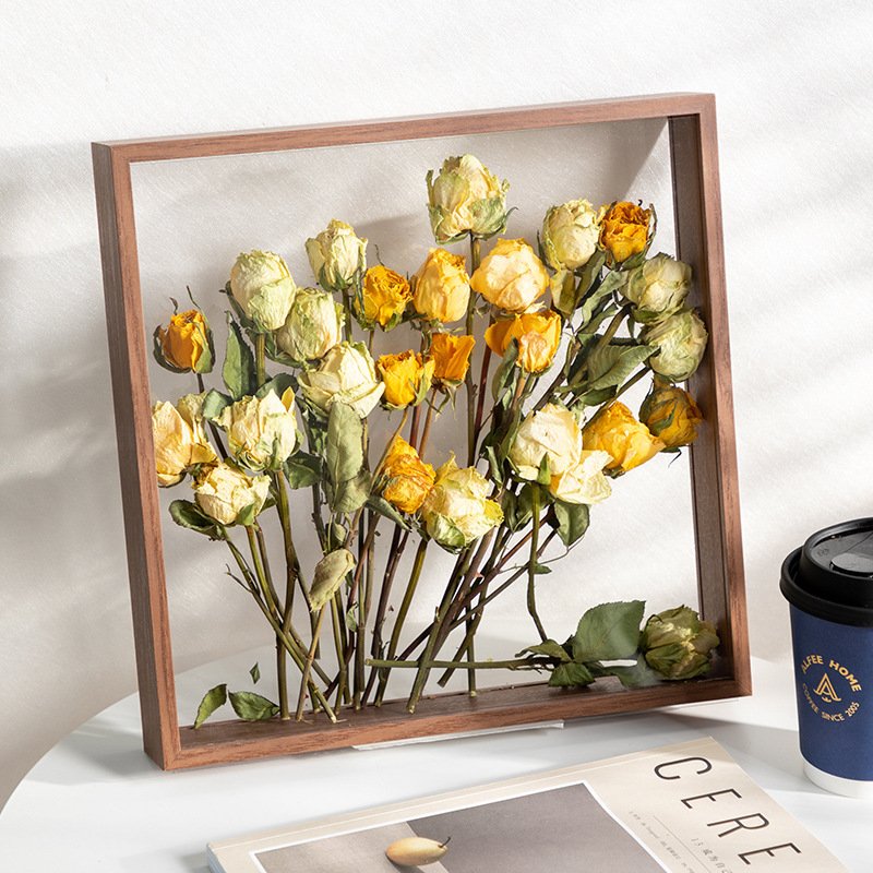 Customized floating photo transparent wooden dried flower decoration gift box acrylic bank shadow box frame
