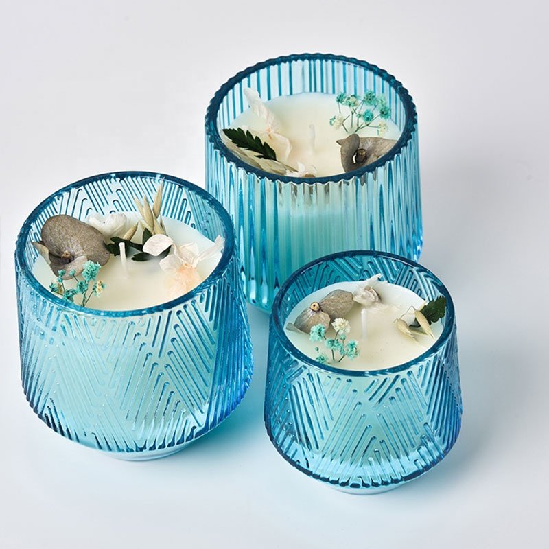 Custom Candle Gift Set Jars Luxury Cylinder Glass Soy Wax Scent Dried Flower Candles Home Fragrance Aromatherapy Candle