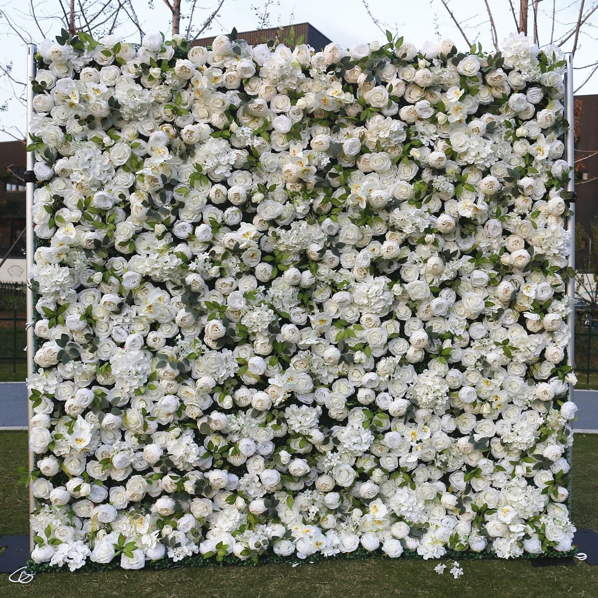Customized Roll Up Flower Wall Wedding White Background Rose Simulation Flower Display Decoration for Wedding