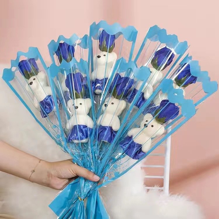New Valentine's Day Bear Flower Cartoon Bouquet Wedding Decoration Soap Flower Artificial Flowers