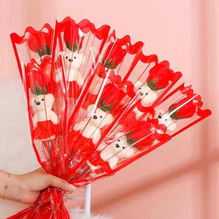 New Valentine's Day Bear Flower Cartoon Bouquet Wedding Decoration Soap Flower Artificial Flowers