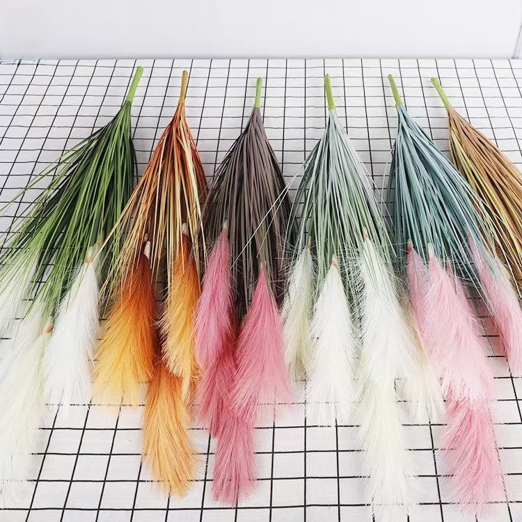 Hot Selling Artificial Reed Pampas Grass Plant Put Bundle Flower Ornaments For Wedding Home Decoration Dried Pampass Pink White