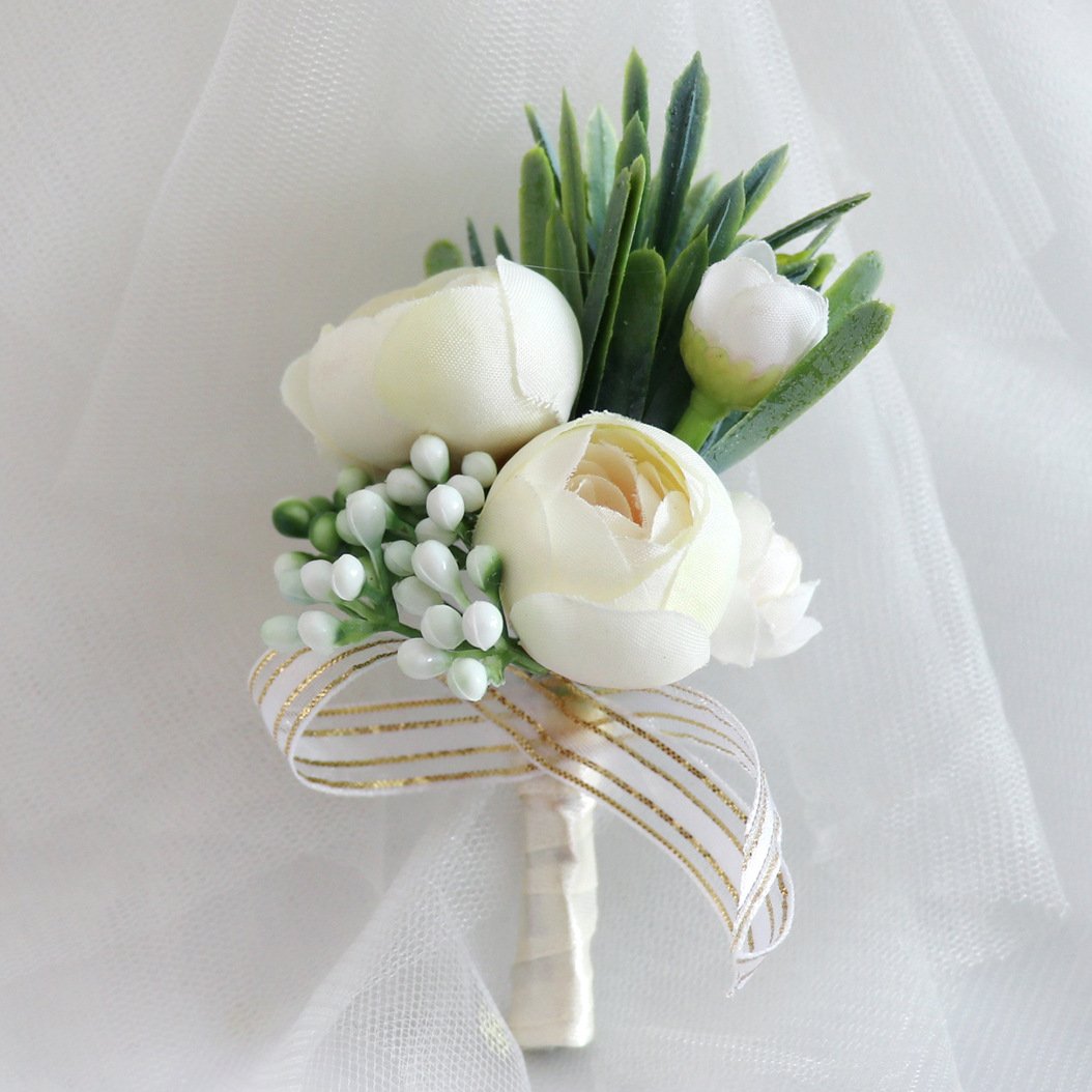 Custom Wedding Decor Floral Bridesmaid Boutonniere Corsage Artificial Dried Flowers Bridal Hand Wrist Corsage For Wedding