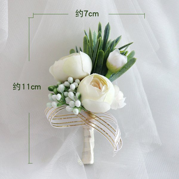 Custom Wedding Decor Floral Bridesmaid Boutonniere Corsage Artificial Dried Flowers Bridal Hand Wrist Corsage For Wedding