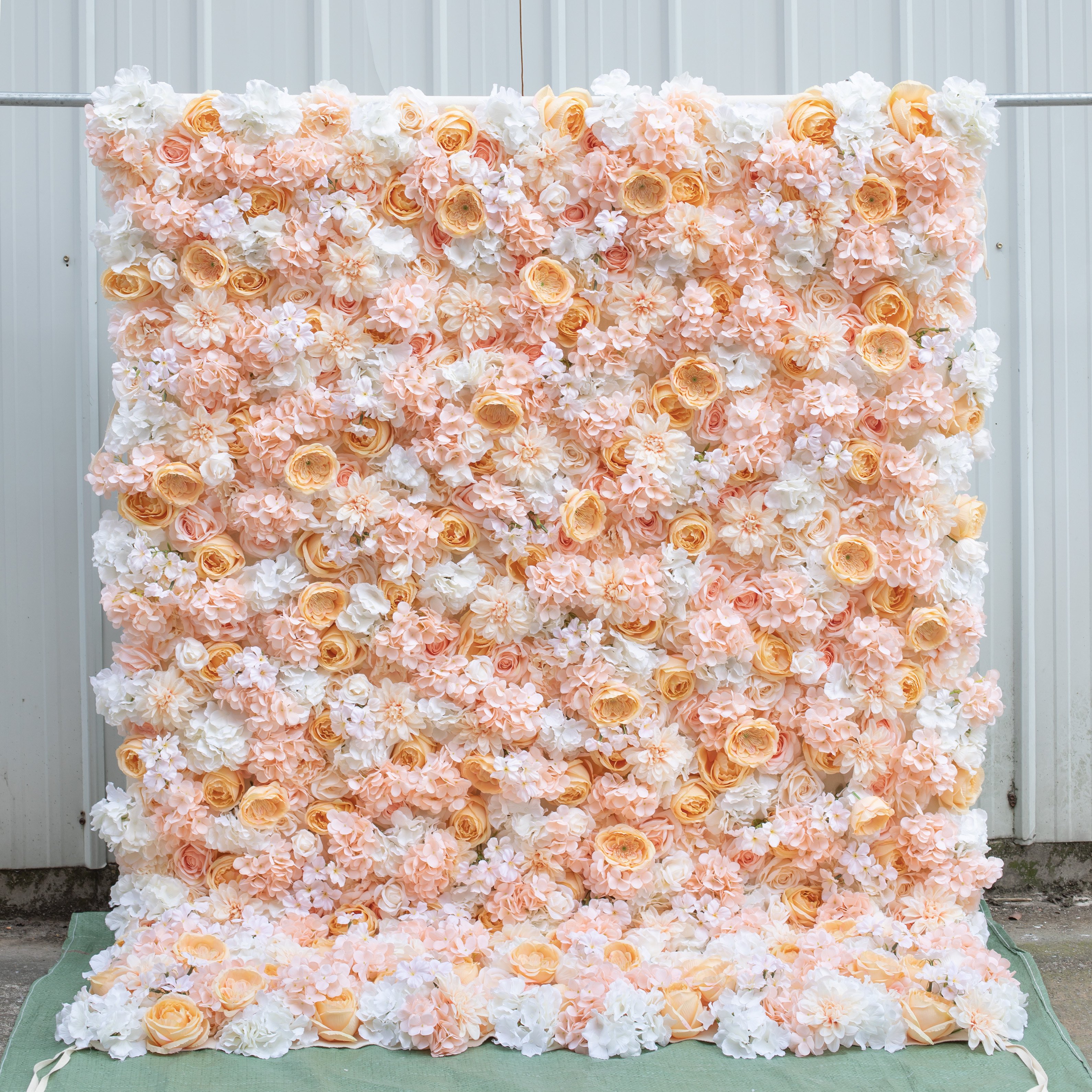HHD21Hot selling wholesale price artificial white rose flower wall backdrop wall flower for wedding decoration