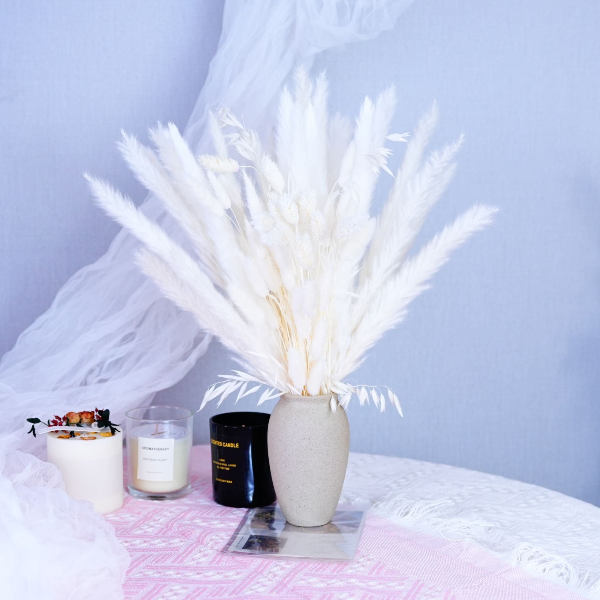 Free Sample Natural Pampas Vase Vase Dried Flower Bouquet Small Dry White Pampas fluffy dried pampas grass bouquet