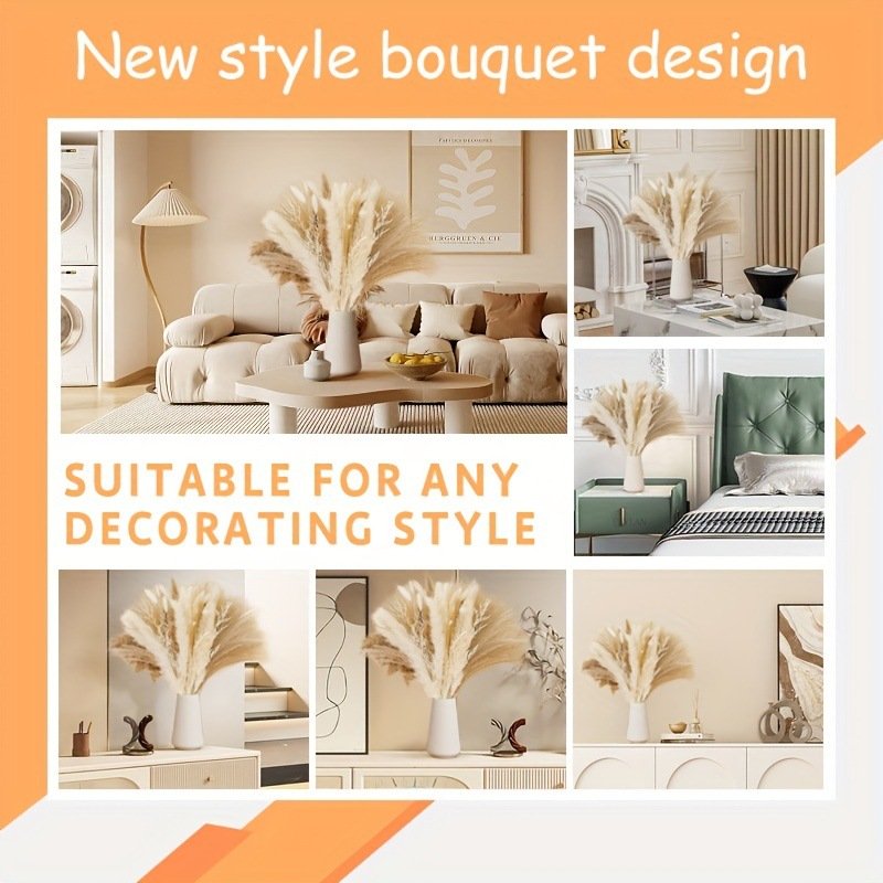 50pcs Wedding Home Decoration Artificial Grandes Fluffy Pampas Flowers Artificial Plant Bouquet Faux Pampas Grass