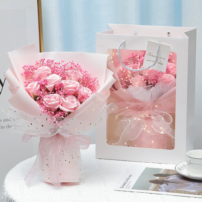 Mother's Day Star Yarn Series Handmade Soap Flowers Birthday Gift Roses Soap Flowers Bouquet