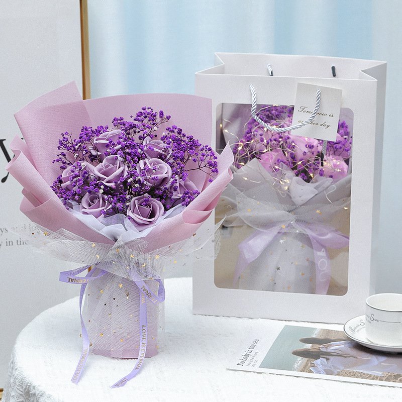 Mother's Day Star Yarn Series Handmade Soap Flowers Birthday Gift Roses Soap Flowers Bouquet