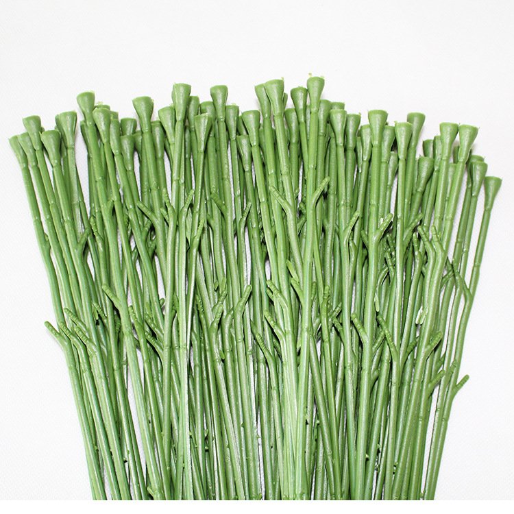 Plastic Floral Green Flower Rod Plant Stub Wire Florist Wires Artificial Flower Stem 33CM