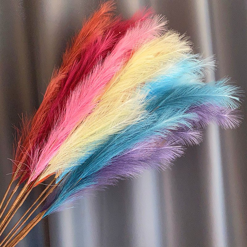 Maylos Faux Pampas Grass Decoration Small Dyeing Pampas Grass Artificial Reed Grass Flower for Wedding Hotel Decor