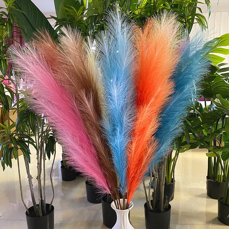 Maylos Faux Pampas Grass Decoration Small Dyeing Pampas Grass Artificial Reed Grass Flower for Wedding Hotel Decor