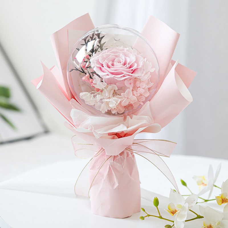 Mothers Day Gifts 2023 Wedding Valentine Festival Novelty Gift Giant Dried Flowers Golden Touch Balloons Preserved Roses Bouquet