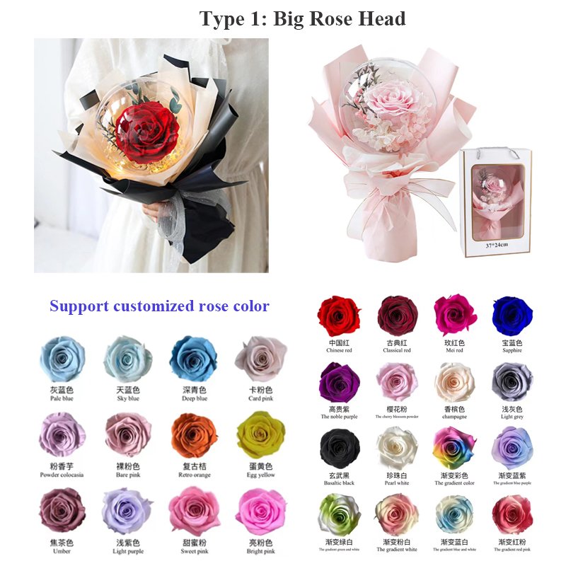 Mothers Day Gifts 2023 Wedding Valentine Festival Novelty Gift Giant Dried Flowers Golden Touch Balloons Preserved Roses Bouquet